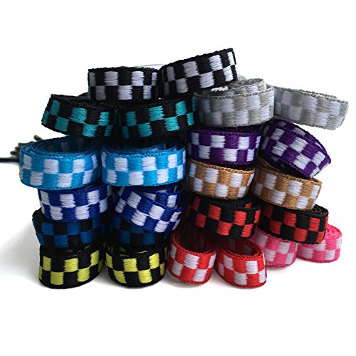 YJRVFINE 2 Pair 45.28"Personalized Rainbow Purple White Plaids Stripe Pattern Flat Casual Shoelaces String Plaid Shoe Laces - Thumbnail 4