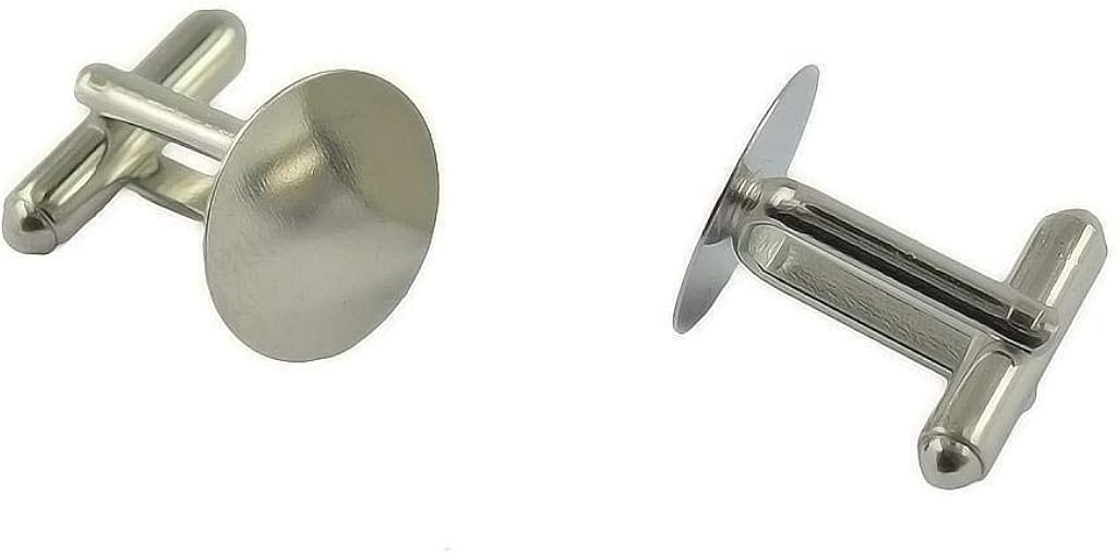 Yitaocity 10Pcs 15mm Silver Round Blank Setting Base Pad for Cuff Links Cufflinks DIY Making, 17.5 x 17mm/0.69 x 0.67 inch - Image 3