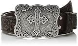 Nocona Women's Embossed Leather Cross Buckle Belt