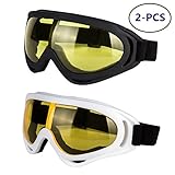 LJDJ Motorcycle Goggles - Glasses Set of 2 - Dirt Bike ATV Motocross Anti-UV Adjustable Riding Offroad Protective Combat Tactical Military Goggles for Men Women Kids Youth Adult