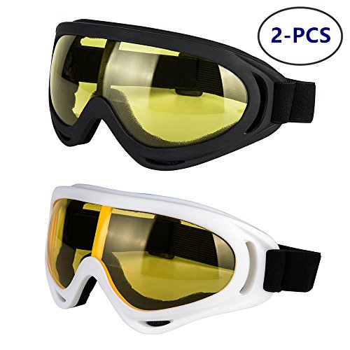 LJDJ Motorcycle Goggles - Glasses Set of 2 - Dirt Bike ATV Motocross Anti-UV Adjustable Riding Offroad Protective Combat Tactical Military Goggles for Men Women Kids Youth Adult