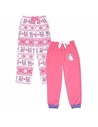 St Eve de la Niña Microfleece sueño Pant de Komar Kids, paquete de 2, forma de corazón, color morado