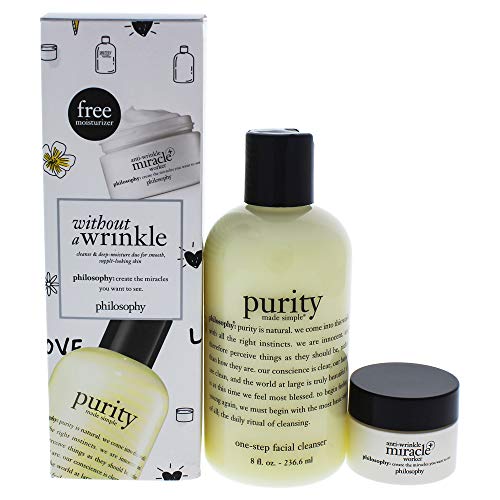 Philosophy Without A Wrinkle Cleanse & Deep-moisture Set By Philosophy for Women – 2 Pc 8oz Purity, 0.5oz Anti-wrinkle Miracle Worker, 2count