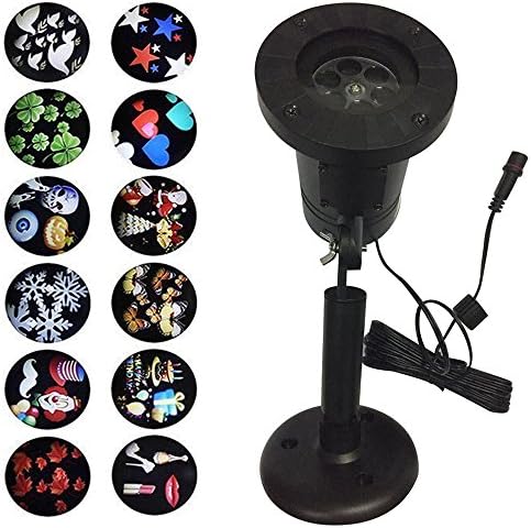 12 Pattern Slide Show Christmas Halloween Waterproof LED Light Projector Indoor Outdoor for Decorativing House Children's Birthday (With remote control)