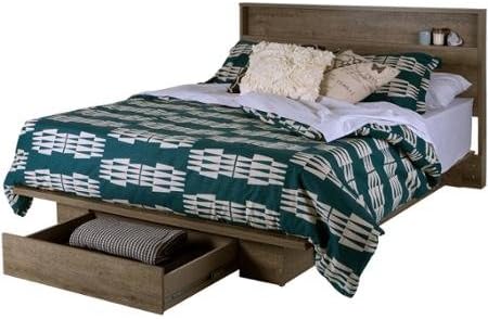 Amazon Com Full Queen Storage Platform Bed And Headboard Rustic