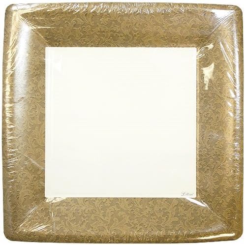 LillianTablesettings Plate-10 | Gold Textures Square Paper| Pack of 24 Party Plates, 10.25 x 1.5 x 10.25 inches