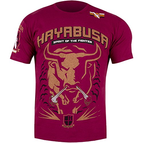 Hayabusa Fightwear Raging Bull T-Shirts, Burgundy/Orange, Large