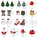 BBTO 45 Pcs Miniature Christmas Figures for Crafts Mini Christmas Figurines Include Mini Resin Tree Snowman Small Bell Bear Castle Snowflake Ornaments Decorations for DIY Crafts Dollhouse Home Decor