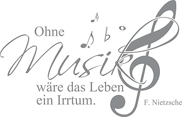 Grazdesign Deko Aufkleber Musik Sprüche Wandsticker Ohne Musik Wäre Das Leben Ein Irrtum Wandtattoo Violinschlüssel 88x57cm 074 Mittelgrau