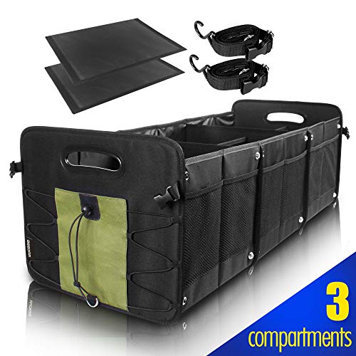 GEEDAR Trunk Organizer SUV Car Organizers and Storage SUV, Truck, Auto, Minivan, Jeep Accessories Trunk Cargo Organizer 3-in-1 Convertible Collapsible Portable Non-Slip Bottom with Tie Down Straps