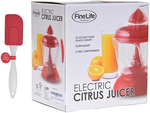 Red Electric Lemon Lime Orange Citrus Juicer with Red Silicone Spatula