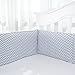 TILLYOU Baby Crib Bumper Pads for Standard Crib Slats Breathable Machine Washable Padded Crib Liner 100% Premium Woven Cotton 4-Piece Safe Bumper Guards Crib Padding, Gray Zigzag Chevron