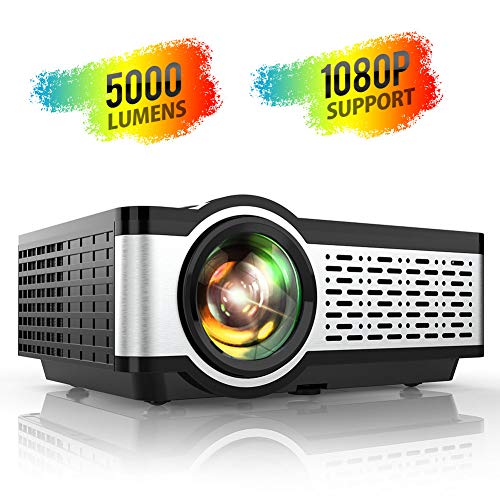 TOPTRO Mini Projector,5000 Lumens Video Projector Support 1080P and 200″ Display with HIFI Speaker,Compatible with TV Stick/Phone/Laptop/DVD/PS4/SD/AV