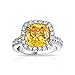 Bling Jewelry Simulated Canary CZ Cushion Cut Silver 3ct Engagement Ring