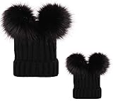 Dendrim 2PCS Parent-Child Hat Winter Warmer Baby Hat/Women Pom Pom Beanie, Mother & Baby Knit Skull Cap
