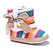 QGAKAGO(TM) Baby Multicolor Rainbow Cotton Knit Premium Soft Sole Anti-Slip Warm Winter Infant Prewalker Toddler Cute Snow Boots (S: 0~6 Months)