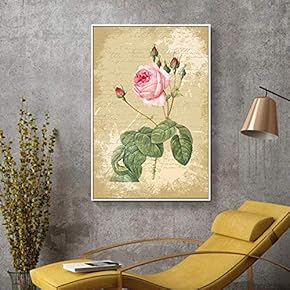 Floating Framed for Living Room Bedroom Retro Flower for