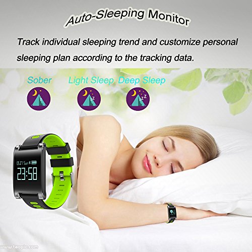 kingkok Blood Pressure Monitor Touch Screen Personal Fitness Tracker Waterproof Pedometer Heart Rate Activity Tracker Watch [Green] - Thumbnail 6