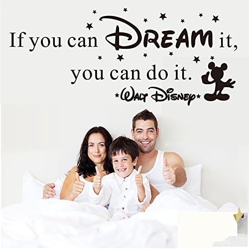 Fange DIY Removable if you can dream it encouragement Disney Quote Art Mural Vinyl Waterproof Wall Stickers Living Room Decor Bedroom Decal Sticker 22.0''x16.9''