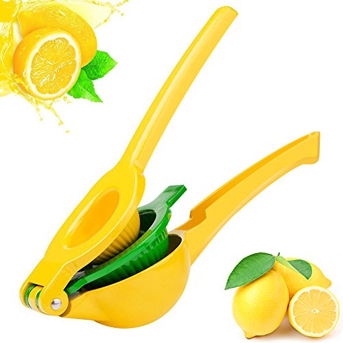 Chefbar Top Rated Premium Quality Metal Lemon Lime Squeezer - Manual Citrus Press Juicer FreshForce Citrus Juicer Aluminum Lime Squeezer Yellow