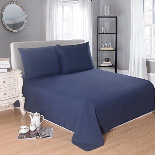 Lullabi Premium Collection, Double-Side Brushed Finish, Microfiber Bed Sheets Set - Fitted, Flat Sheet, Pillowcases, Wrinkle, Fade, Stain Resistant (Navy Blue, Queen Size)