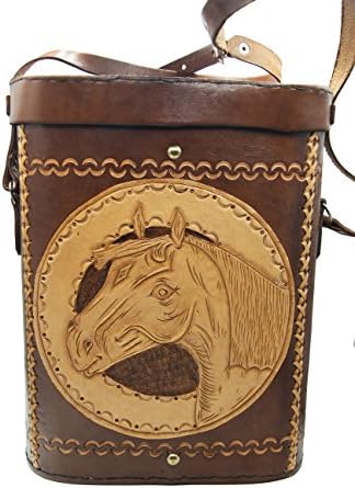 Handmade carry and store cross-body leather bag for yerba mate accessories (Horse)