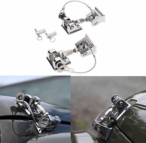 luchiqiche Jeep Wrangler 2007-2017 JK Rubicon Vintage Slim Stainless Steel Grip Kit Combination Door Lock JK Double Door Unlimited Accessories (Silver)