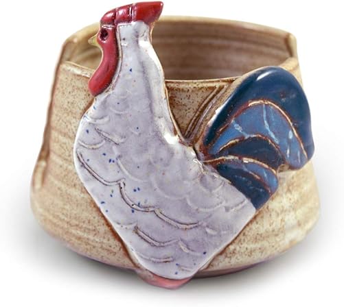 American Handmade Pottery Kitchen Sponge Holder, Farmhouse Rooster Motif