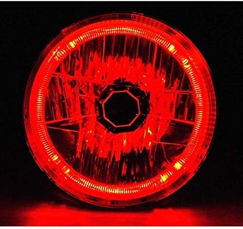 OCTANE LIGHTING 7" Halogen Crystal Clear Red Led Halo Ring H4 Light Bulb Motorcycle Headlight
