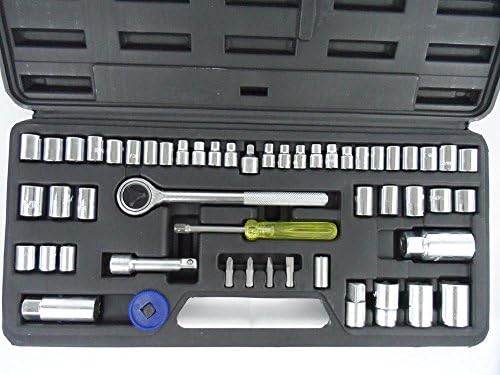 Socket Wrenches 52pc Ratchet &amp; Socket Set SAE Metric 14 38 12 Drive wCase Mechanics New