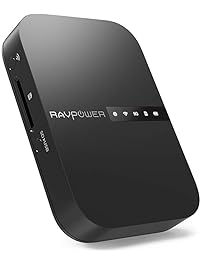 RAVPower FileHub, AC750 Wireless Travel Router, Portable SD Card HDD Backup and Data Transmission Unit, 5200mAh External Battery Pack (Not a Hotspot)