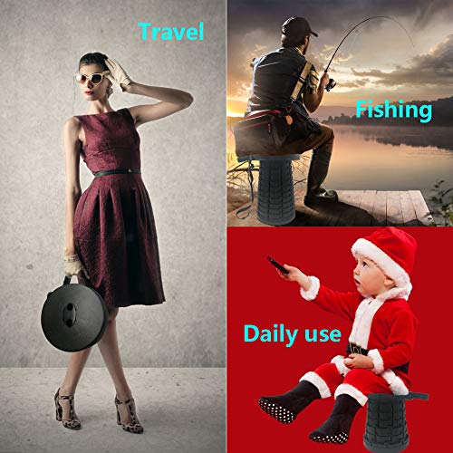 Simple Stool Collapsible, Portable Retractable/Telescoping Stool Load 330 lb, Camping Folding Seat for Travel, Fishing, Garden - Thumbnail 7