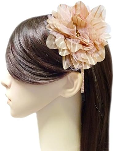TdZ Fashion Headband - Rustic Rose Fascinator with Sheer Satin &amp; Netting (Blush Pink)