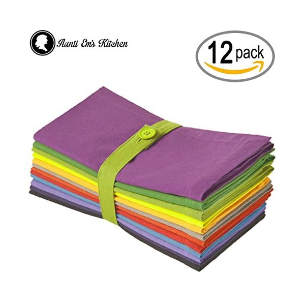 Aunti Em's Kitchen Dinner Napkins Cloth 12 Pack 20x20 Oversized Bulk