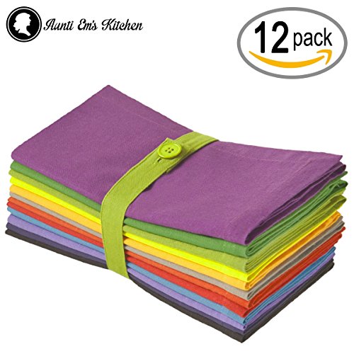 Aunti Em's Kitchen Dinner Napkins Cloth 12 Pack 20x20 Oversized Bulk
