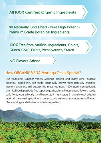 Organic MORINGA ORIGINAL Tea (Loose Leaf Tea). USDA Certified Organic. Rich in Antioxidants and Daily Needed Essential Nutrients. No Artificial Flavors or Preservatives. All Natural!