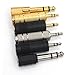 ZRAMO 6PC Bulk Mixed Professional Converter Adapter Gold Stereo Mono 6.35mm 1/4 Male to 3.5mm 1/8 Female Audio Mic Plug Adapter Jack, Microphone Accessory