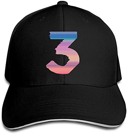 Fashion Chance The Rapper Number 3 Adjustable Peak Sandwich Caps Black