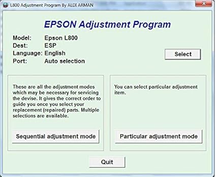 epson l800 adjustment program