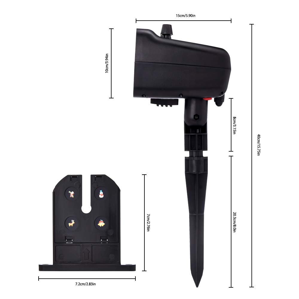 2 in 1 Holiday Decoration LED Projector Light, Outdoor Landscape Rotating Spotlight, Christmas Projector Light with 4 LED Switchable Patterns for Birthday Party/Dancing/Wedding