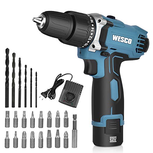 WESCO Akkuschrauber Akkubohrer 12V Akku Bohrer Schrauber Bohrschrauber Schlagbohrschrauber Drill Driver Set Drehmoment…