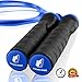 Ballistyx Jump Rope with Adjustable Speed Cable & Contoured Ball Bearing Handles - Best for Exercising, Boxing & MMA, Home Fitness & Sports Training (Blue)