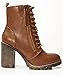 Soda Malia Vegan Round Toe Stacked Lug Heel Lace Up Ankle Booties