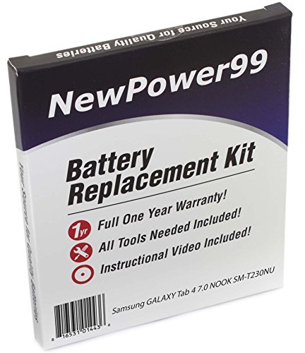 Samsung GALAXY Tab 4 NOOK 7.0 SM-T230NU Battery Replacement Kit with Video Installation DVD, Installation Tools, and Extended Life Battery
