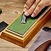 7x2.4 inch Leather Strop Honing Strop for Knife Sharpening with Green&White Buffing Compound & Antislip Bamboo Block