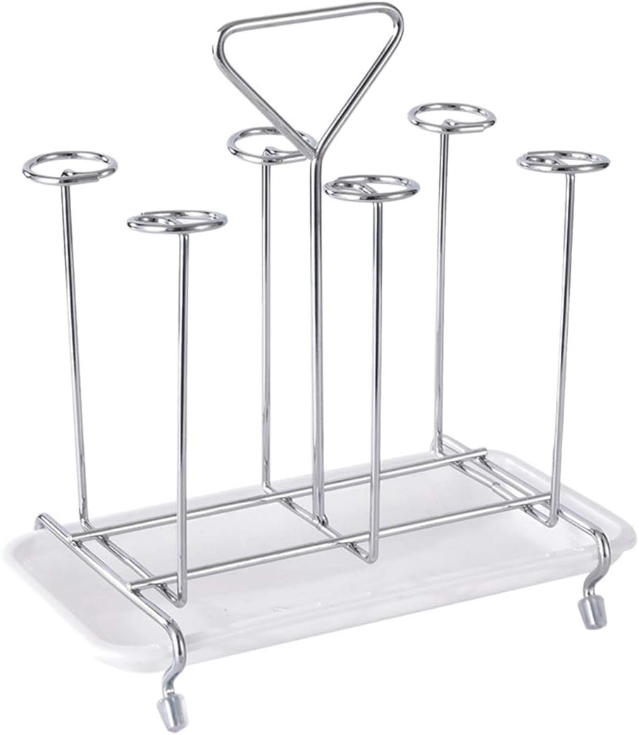 HMANE Cup Drying Rack Stand, 6 Cup Metal Glass Cup Rack Mug