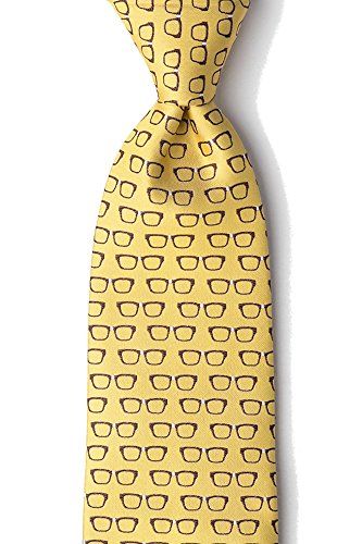 Men's Eye Glasses Four Eyes Optometrist Doctor Tie Necktie (Yellow)