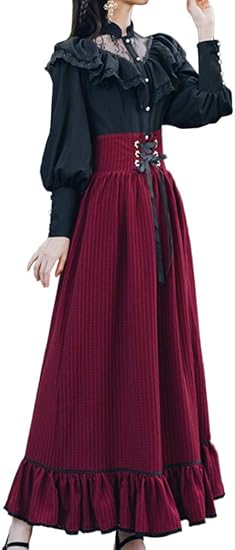 Amazon Youyouok スカートスーツ レディース レースシャツ スカート 2点セット 宮殿風 ロングスカート 秋と冬 ファッション レトロ 着痩せ 通勤 スカート 通販
