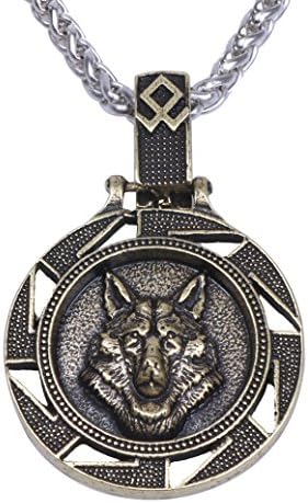 Paw Paw House Mens Norse Viking Wolf Head Necklace for Men Boy Dog Norse Amulet Pendant Handmade Celtic Pagan Jewelry Pewter Gift Arrow Headed