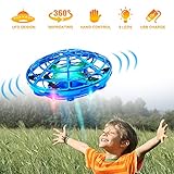 Hand Drones, Hand Operated Drones, econoLED Boy Toys Kids Hand Controlled Flying Ball Drone,Hands Free Mini Flying Ball Helicopter with 2 Speed & 5 LED Lights for Boys, Girls, Kids Gift (Blue)